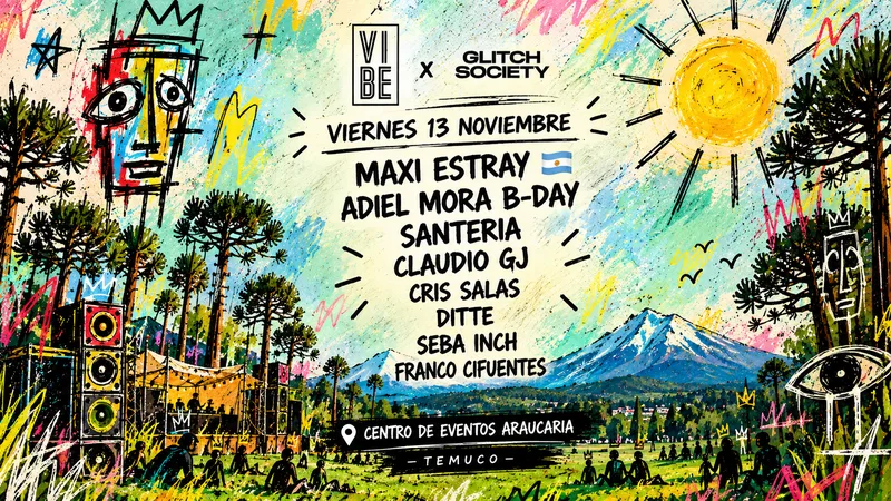 Flyer VIBE x Glitch Society Temuco, viernes 13 de noviembre